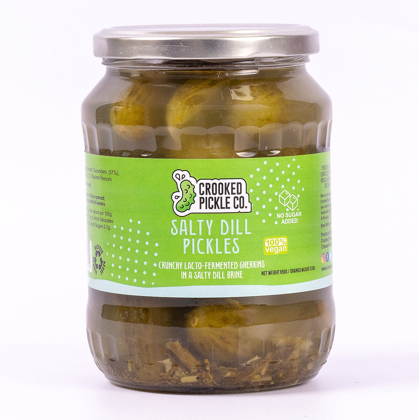 Lacto-fermented Salty Dill Pickles - 8 x 650g